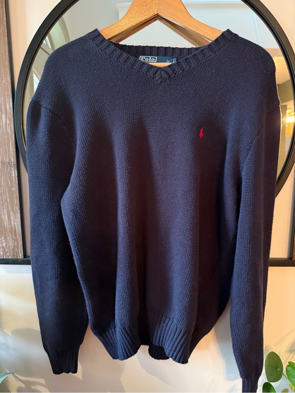 Polo by Ralph Lauren vintage men’s Navy V-Neck Cotton Sweater